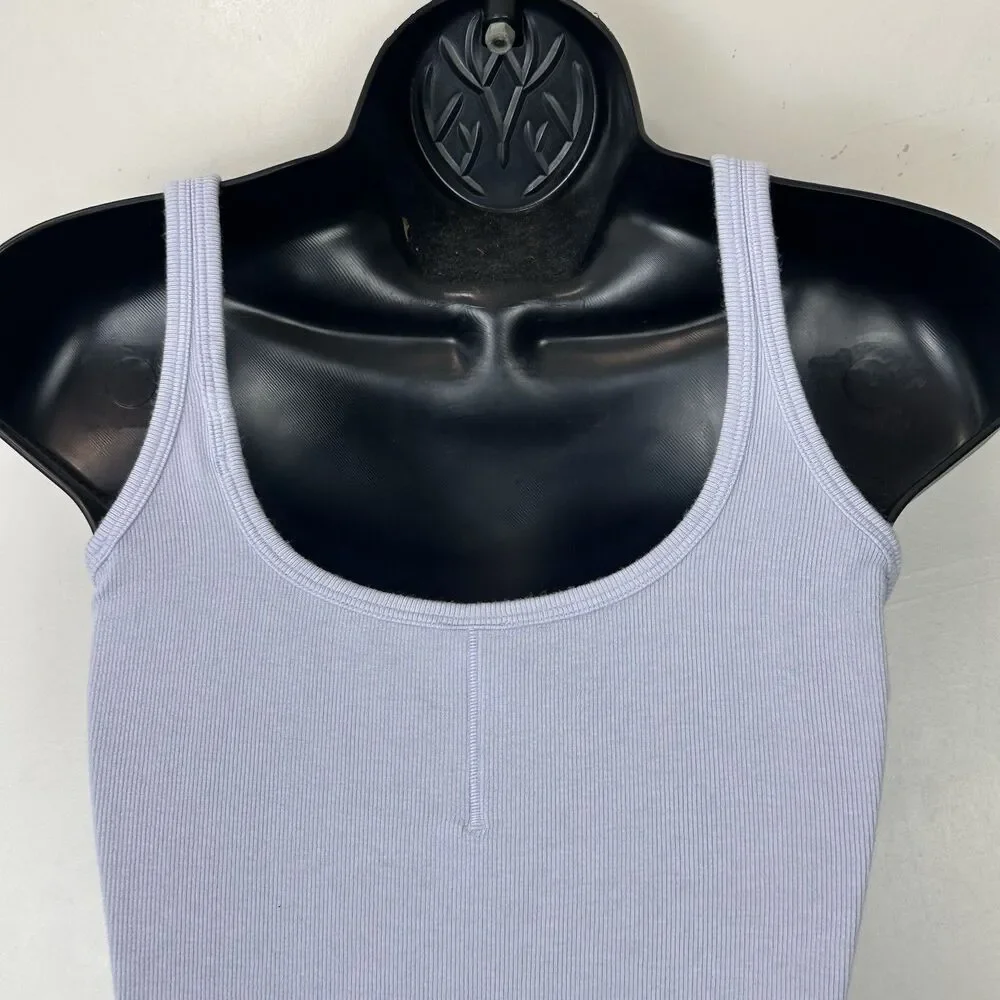 Lululemon Hold Tight Sweetheart Tank Top Serene Blue Sz 4 Ribbed LW1FR5S Casua